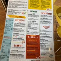 Menu Back at Snooze in San Diego