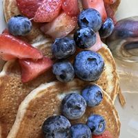 Banana Pancakes with Berries  at Snooze in San Diego