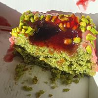 Pistachio Strawberry Matcha Cake at Mörk Chocolate in Melbourne