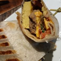 Vegan breakfast burrito with Just Egg at Prince Street Cafe in Lancaster