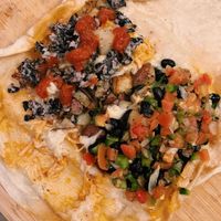 The Inside of The Vegan Potato Burrito (with added salsa).  at Prince Street Cafe in Lancaster