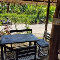 One of the tables at Shambhala in Koh Phayam