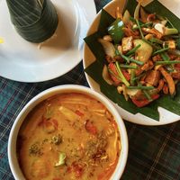 Massaman curry and cashews with vegetables  at KoDam Kitchen in Ao Nang