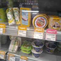Selection of vegan cheeses at Naturlich Mainz in Mainz