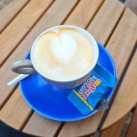 Cappuccino met havermelk at Het Coffy-Huys in Enkhuizen