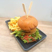 Aloo Vegan Burger at Green St Cafe in Morley
