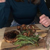 Celeriac steak, french beans, soy and thyme reduction, herby potatoes  at Twentysix in Budapest