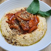 Carrot stew on hummus at Twentysix in Budapest