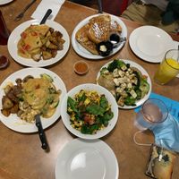 Both Benedict’s, the bundle, French toast and fu scrambowl!  at Paradox Cafe in Portland