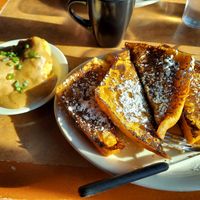 French toast with 1/2 portion of biscuits and gravy at Paradox Cafe in Portland