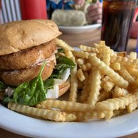 Chickn sandwich and fries - lots of food!  at Paradox Cafe in Portland