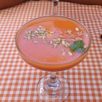 Gazpacho soup at Dicha Chibcha in Villa De Leyva