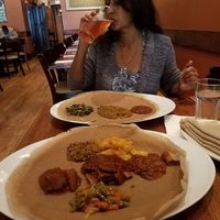 Our Meals, Lisa and I at Mesob Ethiopian in Montclair