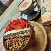 Seasonal acai bowl with strawberries. at Açaï & You - Rue Dauphine in Paris