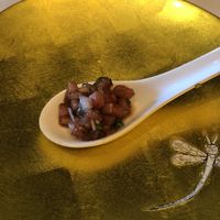 Watermelon balsamic amuse-bouche    at Galangal in St Croix