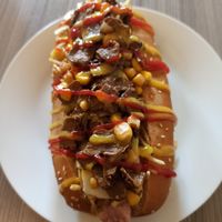 Hot dog 🤤 at Marvelous Vegan Plant Power Food in Bogota