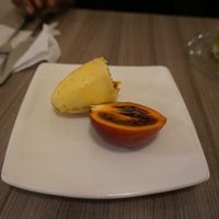 They had us try the local fruits that we picked for our fresh juices- tomate de arbol (orange/red) and curuba (yellow)  at Marvelous Vegan Plant Power Food in Bogota