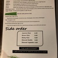 Vegan Menu at Thailicious in Jackson