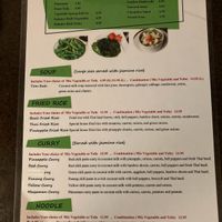 Vegan Menu at Thailicious in Jackson
