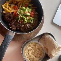 Combo- ful, hummus, fries, falafel, salad, breadd  at Alsultan in Hanoi