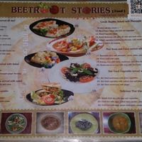 menu at entrance at Beetroot Stories Cafe in Chiang Mai