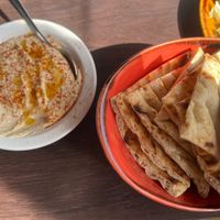 pita and hummus  at Nostimo in London