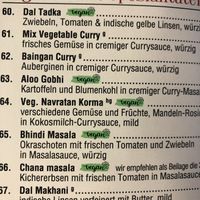Auszug aus dem Menü  at Taj E India in Gummersbach
