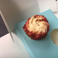 Red velvet donut at Lola's Cupcakes - Kings Cross in North London