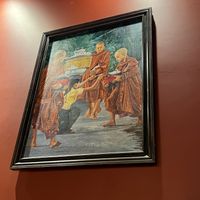 Painting of Buddhist monks  at Rangoon Burmese Kitchen in Honolulu