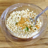 Gazpacho with puffed rice at Aurora in Edinburgh