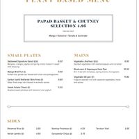 Plant based menu at Dabbawal - High Bridge in Newcastle Upon Tyne