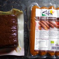 Bratwurst and smoked tofu at LPG BioMarkt - Kreuzberg in Berlin