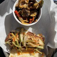 Bah Mi Todu sandwich with a side of veggies  at Union Bar & Soda Fountain in Fort Collins