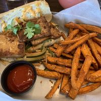 Tofu bahn-mi (not pictured: extra vegan sriracha mayo)  at Union Bar & Soda Fountain in Fort Collins