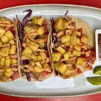 tacos baja (pineapple added)  at Fresh & Co in Mexico City