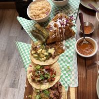 Many different tacos    at Penelope's Vegan Taqueria in Chicago