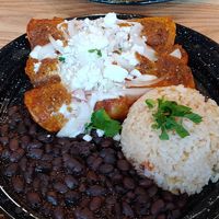 Enchiladas. Tasty and healthy at Penelope's Vegan Taqueria in Chicago