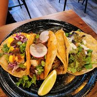 The first 4 tacos on the menu at Penelope's Vegan Taqueria in Chicago