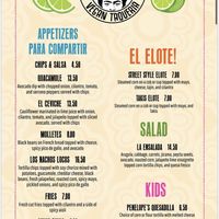 Menu page 1  at Penelope's Vegan Taqueria in Chicago
