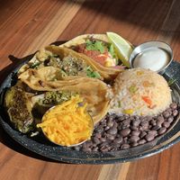 Taco combination plate  at Penelope's Vegan Taqueria in Chicago