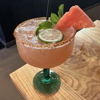 Spicy Watermelon Margarita.  at Penelope's Vegan Taqueria in Chicago