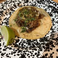 Carnitas tacoos  at Penelope's Vegan Taqueria in Chicago