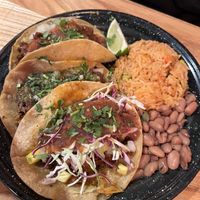 (L to R) chorizo, asada, al pastor   at Penelope's Vegan Taqueria in Chicago