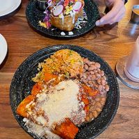 Chimichanga (back) and enchilada (front) at Penelope's Vegan Taqueria in Chicago