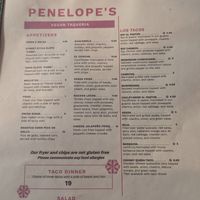 Menu at Penelope's Vegan Taqueria in Chicago