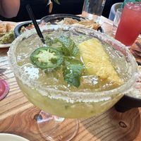 Pineapple jalapeño margarita and watermelon aqua fresca  at Penelope's Vegan Taqueria in Chicago