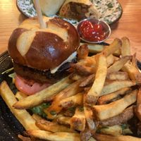 Burrito and mexi burger so good!  at Penelope's Vegan Taqueria in Chicago