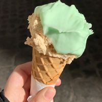 Mint and hazelnut gelato and a vegan cone at Gelateria Della Palma in Rome