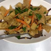 tofu with basil at Reunion Cafe in Vientiane