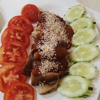 Fried Duck with Peanut sauce at Reunion Cafe in Vientiane